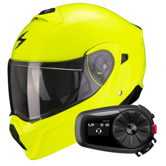 Convertible Scorpion Exo 930 Solid Neon Yellow + Kit Bluetooth 5S