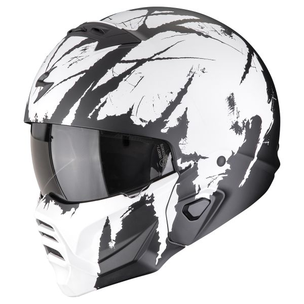 Convertible Scorpion Exo Combat II Marauder Matt Black White Convertible Scorpion Exo Combat II Marauder Matt Black White