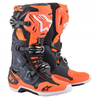 Motocross Boots Alpinestars TECH 10 Cool Gray Orange Fluo