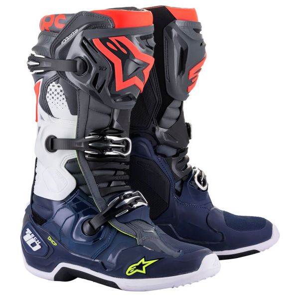 Motocross Boots Alpinestars TECH 10 Dark Gray Dark Blue Red Fluo