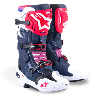 Motocross Boots Alpinestars Tech 10 Supervented Night Navy White Rainbow Motocross Boots Alpinestars Tech 10 Supervented Night Navy White Rainbow