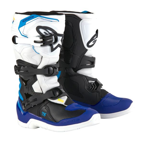 Motocross Boots Alpinestars Tech 3S Youth White Black Enamel Blue Motocross Boots Alpinestars Tech 3S Youth White Black Enamel Blue