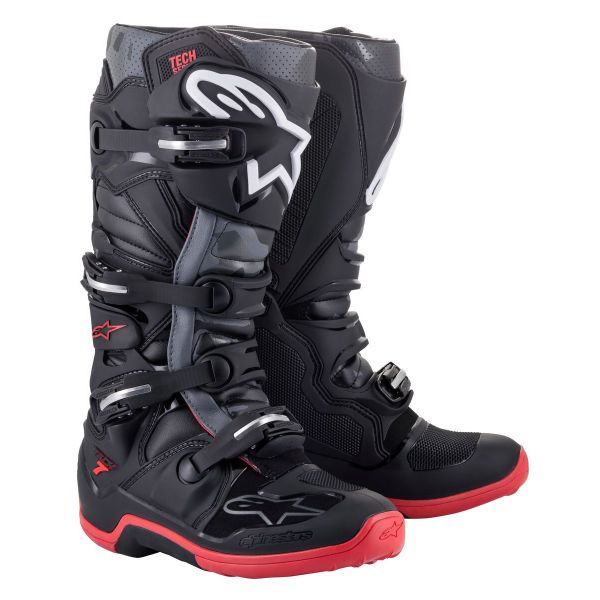 Motocross Boots Alpinestars Tech 7 Black Cool Grey Red