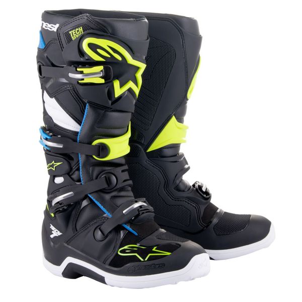 Motocross Boots Alpinestars Tech 7 Black Enamel Blue Yellow Fluo