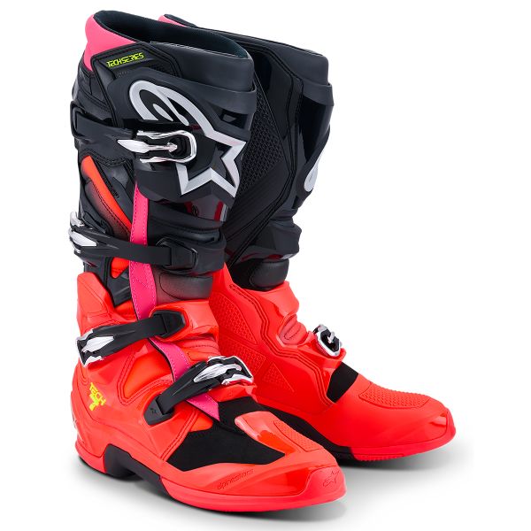 Motocross Boots Alpinestars Tech 7 Black Red Fluo Pink Fluo