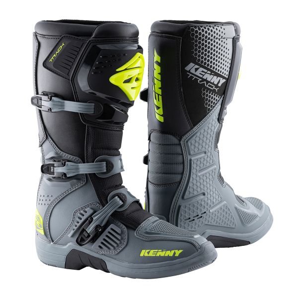 Motocross Boots Kenny Track Grey Neon Yellow Boots Motocross Boots Kenny Track Grey Neon Yellow Boots