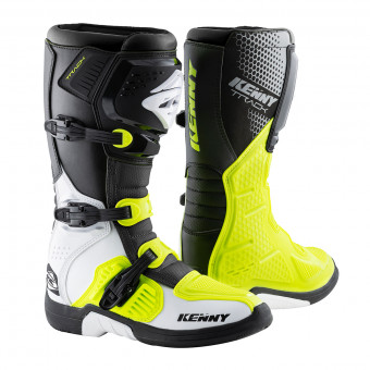Motocross Boots Kenny Track White Neon Yellow Boots