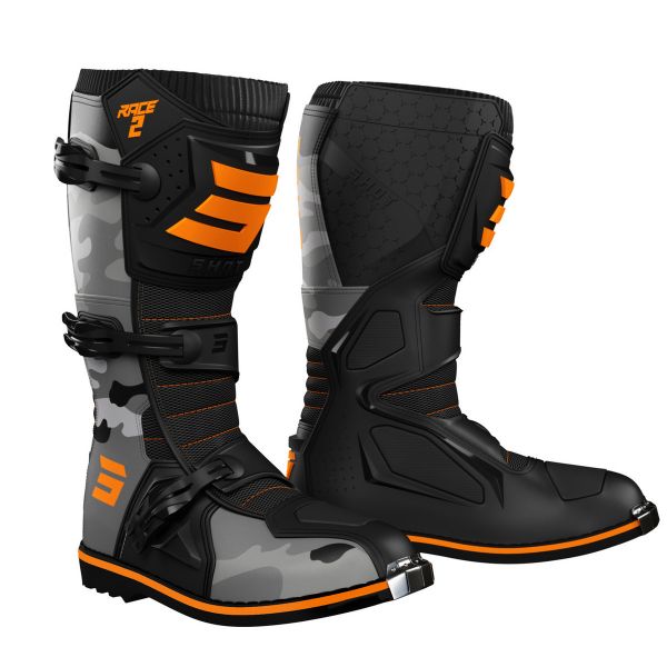 Motocross Boots SHOT Race 2 Camo Neon Orange Kid