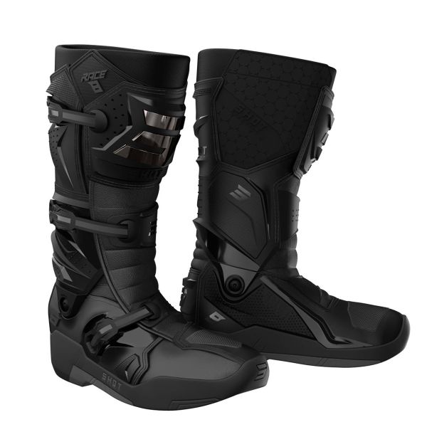 Motocross Boots SHOT Race 8 Black Chrome