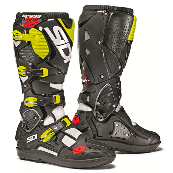Motocross Boots SIDI Crossfire 3 SRS White Black Yellow Fluo