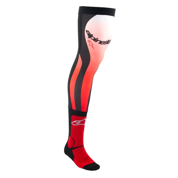 Motocross Shoes Alpinestars Knee Brace Socks Bright Red White