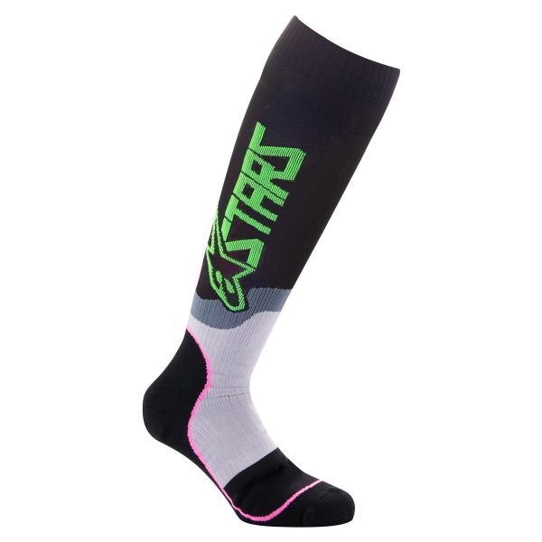 Motocross Shoes Alpinestars Mx Plus-2 Socks Black Green Neon Pink Fluo Kid