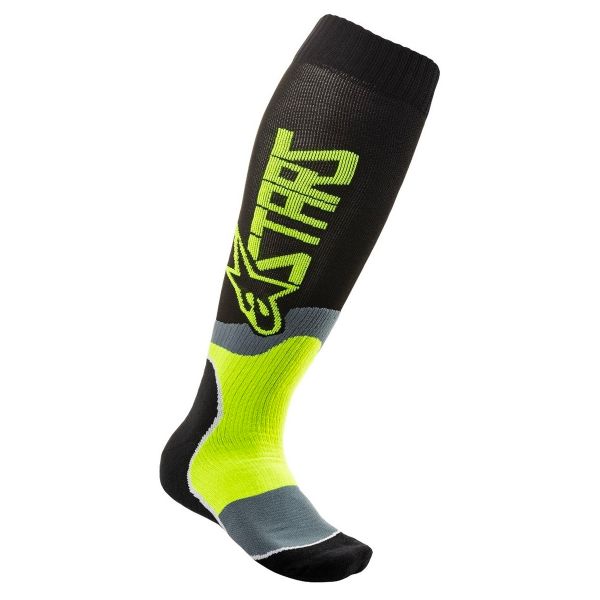 Motocross Shoes Alpinestars Mx Plus-2 Socks Black Yellow Fluo Kid