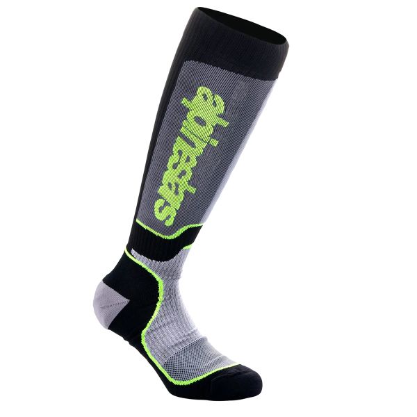 Motocross Shoes Alpinestars MX Plus Socks Black Grey Yellow Fluo Motocross Shoes Alpinestars MX Plus Socks Black Grey Yellow Fluo