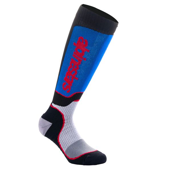 Motocross Shoes Alpinestars MX Plus Socks Black White Royal Blue Motocross Shoes Alpinestars MX Plus Socks Black White Royal Blue