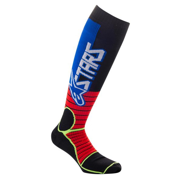 Motocross Shoes Alpinestars Mx Pro Socks Bright Red Yellow Fluo Blue