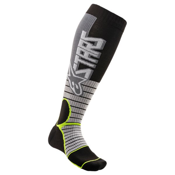 Motocross Shoes Alpinestars Mx Pro Socks Cool Grey Yellow Fluo