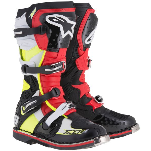 Motocross Boots Alpinestars Tech 8 RS Black Red Yellow Fluo