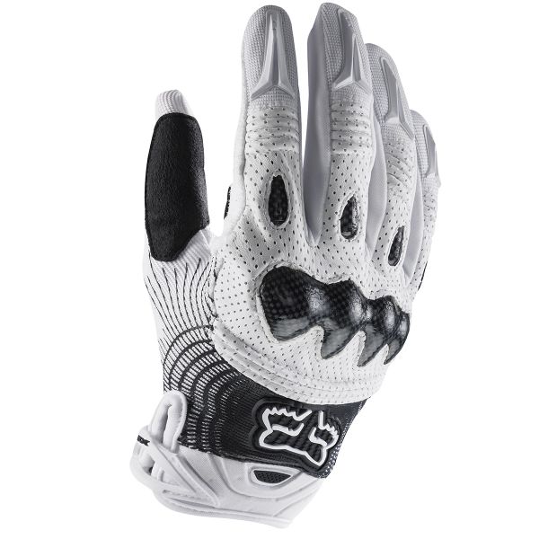 Motocross Gloves FOX Bomber White Black