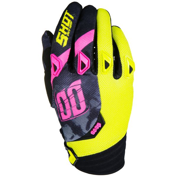 Motocross Gloves SHOT Devo Squad Lime Pink Black