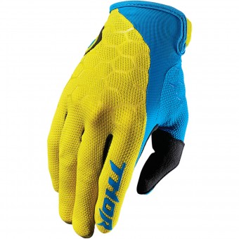 Motocross Gloves Thor Draft Indi Yellow Blue