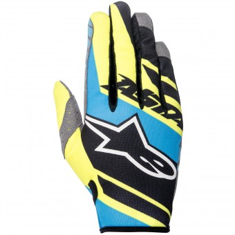 Motocross Gloves Alpinestars Racer Supermatic Black Blue Yellow Kid Motocross Gloves Alpinestars Racer Supermatic Black Blue Yellow Kid