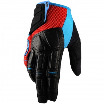 Motocross Gloves 100% Simi Red Cyan Motocross Gloves 100% Simi Red Cyan