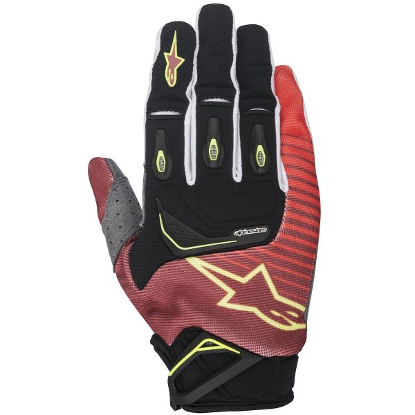 Motocross Gloves Alpinestars Techstar Red Yellow Fluo