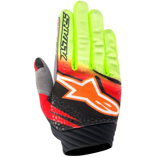 Motocross Gloves Alpinestars Techstar Venom Red Yellow Fluo