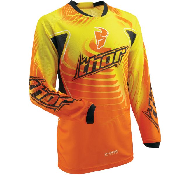 Motocross Jerseys Thor Phase Vented Warp Yellow Jersey