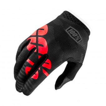 Motocross Gloves 100% Itrack Black Camo Kid Motocross Gloves 100% Itrack Black Camo Kid