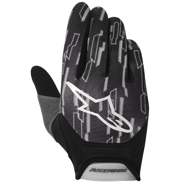Motocross Gloves Alpinestars Racer Grey Black White