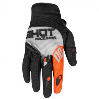 Motocross Gloves SHOT Contact Trust Light Grey Neon Orange CE