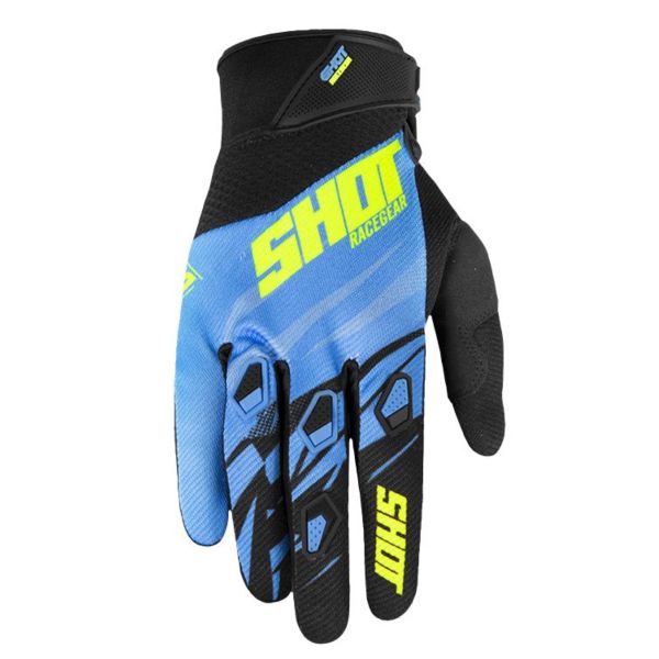 Motocross Gloves SHOT Devo Ventury Cyan Neon Yellow CE Kid