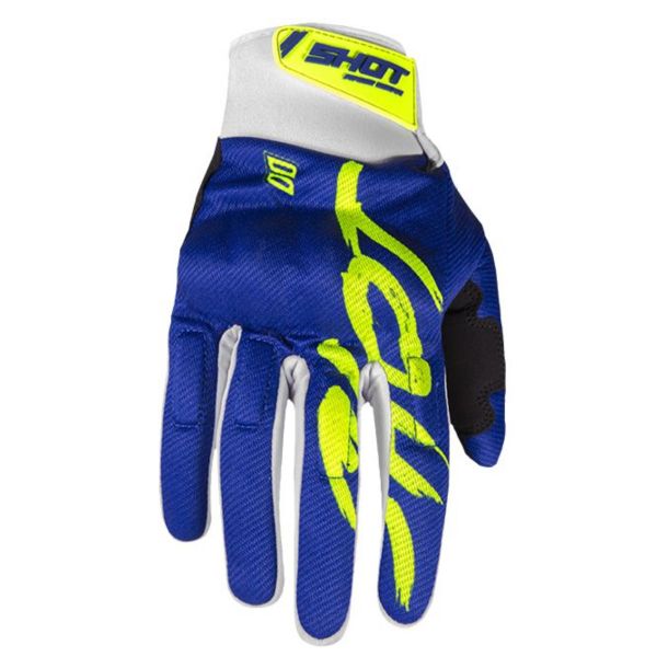 Motocross Gloves SHOT Drift Razor Deep Blue Neon Yellow CE