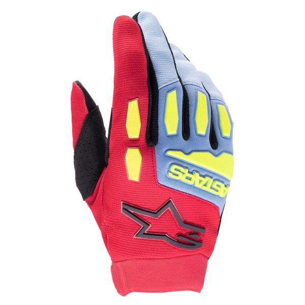 Motocross Gloves Alpinestars Full Bore Light Blue Red Berry Black