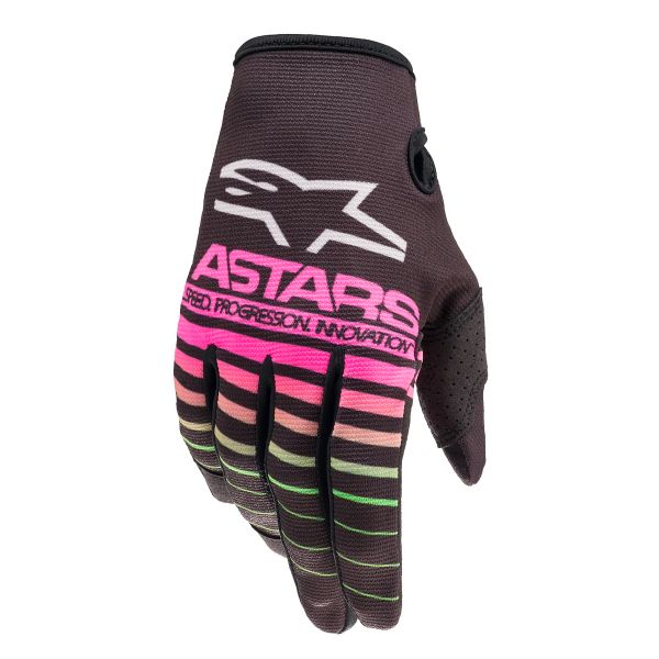Motocross Gloves Alpinestars Radar Glove Black Green Neon Pink Fluo