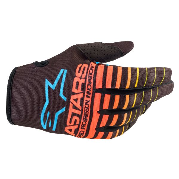 Motocross Gloves Alpinestars Radar Glove Black Yellow Fluo Coral Kid