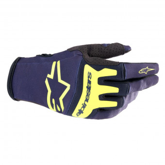Motocross Gloves Alpinestars Techstar Gloves Night Navy Yellow Fluo