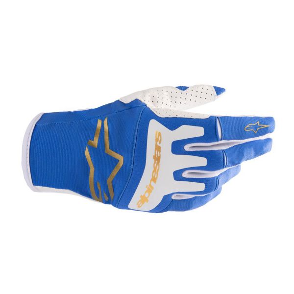 Motocross Gloves Alpinestars Techstar Gloves Ucla Blue Brushed Gold