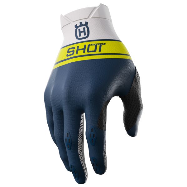 Motocross Gloves SHOT Aerolite Husqvarna Limited Edition 2024 Blue CE Motocross Gloves SHOT Aerolite Husqvarna Limited Edition 2024 Blue CE