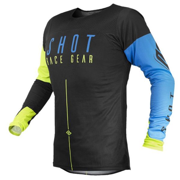 Motocross Jerseys SHOT Aerolite Alpha Blue Neon Yellow
