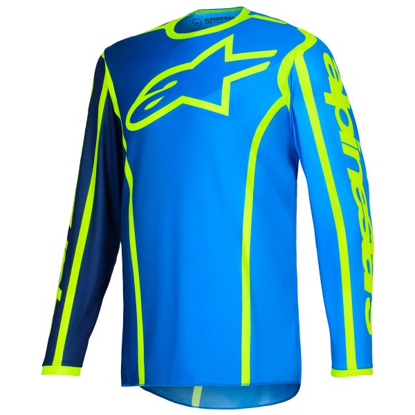 Motocross Jerseys Alpinestars Fluid Apex Jersey Blue Yellow Fluo
