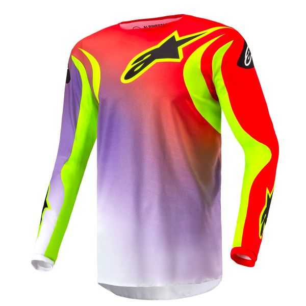 Motocross Jerseys Alpinestars Fluid Lucent White Neon Red Yellow Fluo