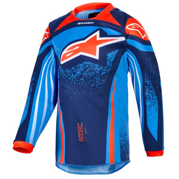 Motocross Jerseys Alpinestars Kids Racer Nomur Jersey Dark Navy Orange Ucla Blue