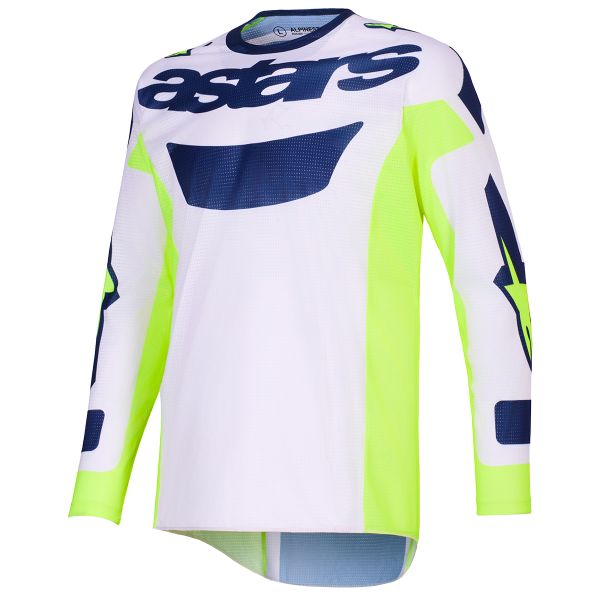 Motocross Jerseys Alpinestars Racer Air Riway Jersey Light Gray Yellow Fluo Blue