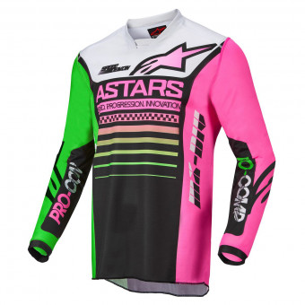 Motocross Jerseys Alpinestars Racer Compass Black Green Neon Pink Fluo Kids