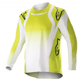 Motocross Jerseys Alpinestars Racer Push Yellow Fluo White Kid