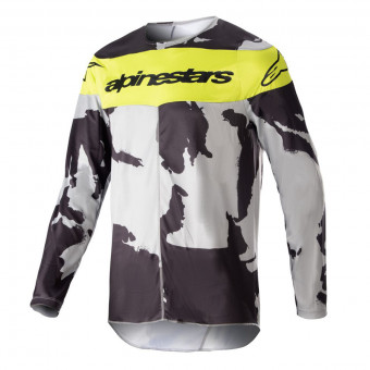 Motocross Jerseys Alpinestars Racer Tactical Cast Grey Camo Yellow Fluo