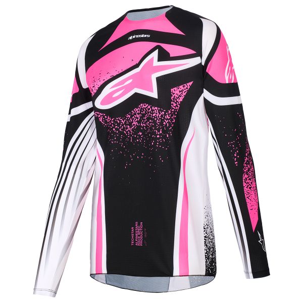 Motocross Jerseys Alpinestars Stella Techstar Nomur Jersey Black White Fuchsia